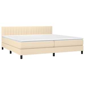 Box spring postel s matrací krémová 200x200 cm textil - obrázek 3