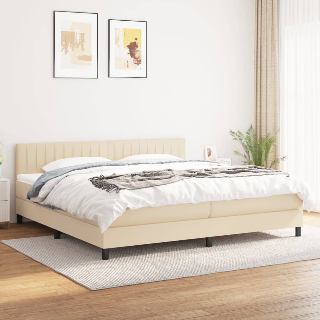 Boxspringbett mit Matratze Creme 200×200 cm Stoff