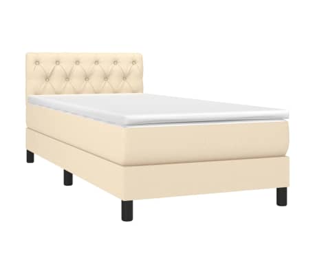 vidaXL Cama box spring con colchón tela color crema 80x200 cm