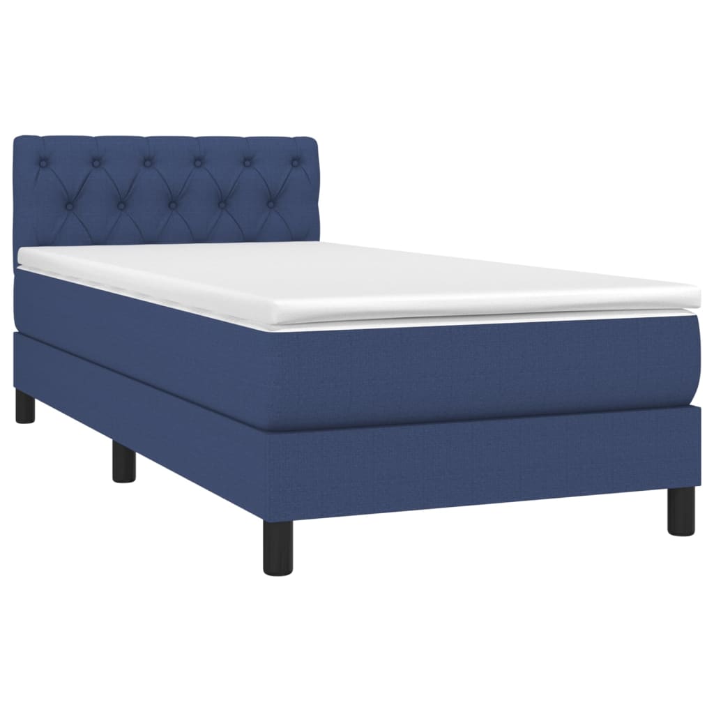vidaXL Boxspring met matras stof blauw 80x200 cm afbeelding