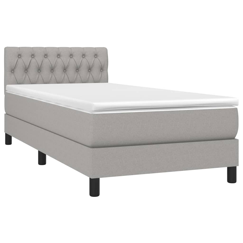 vidaXL Boxspring met matras stof lichtgrijs 90x190 cm afbeelding