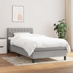 Box spring postelja z vzmetnico svetlo siva 90x190 cm blago