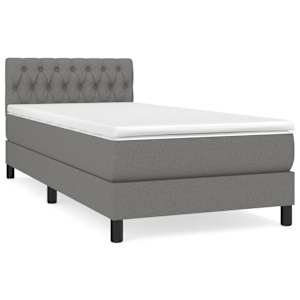 Box spring postel s matrací tmavě šedá 90x190 cm textil - obrázek 2