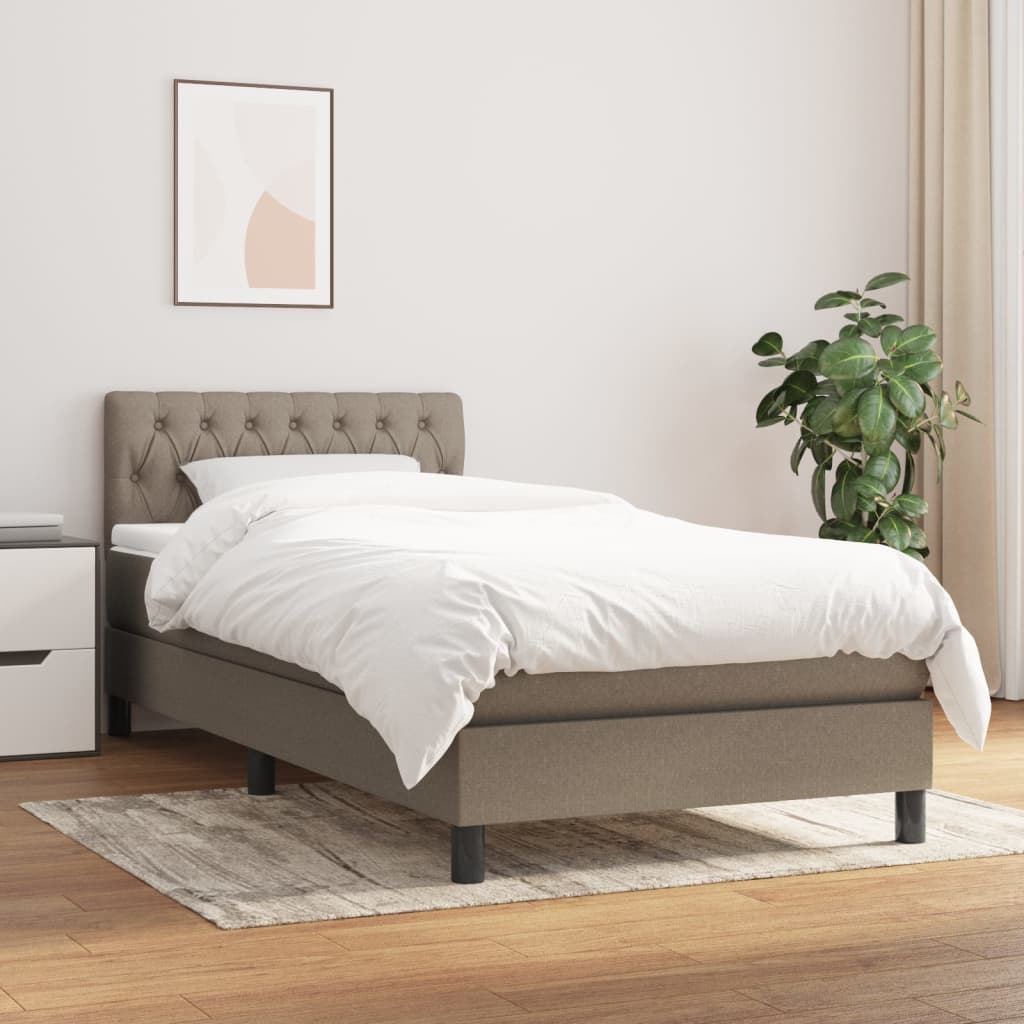 vidaXL Boxspringbett mit Matratze Taupe 90x190 cm Stoff