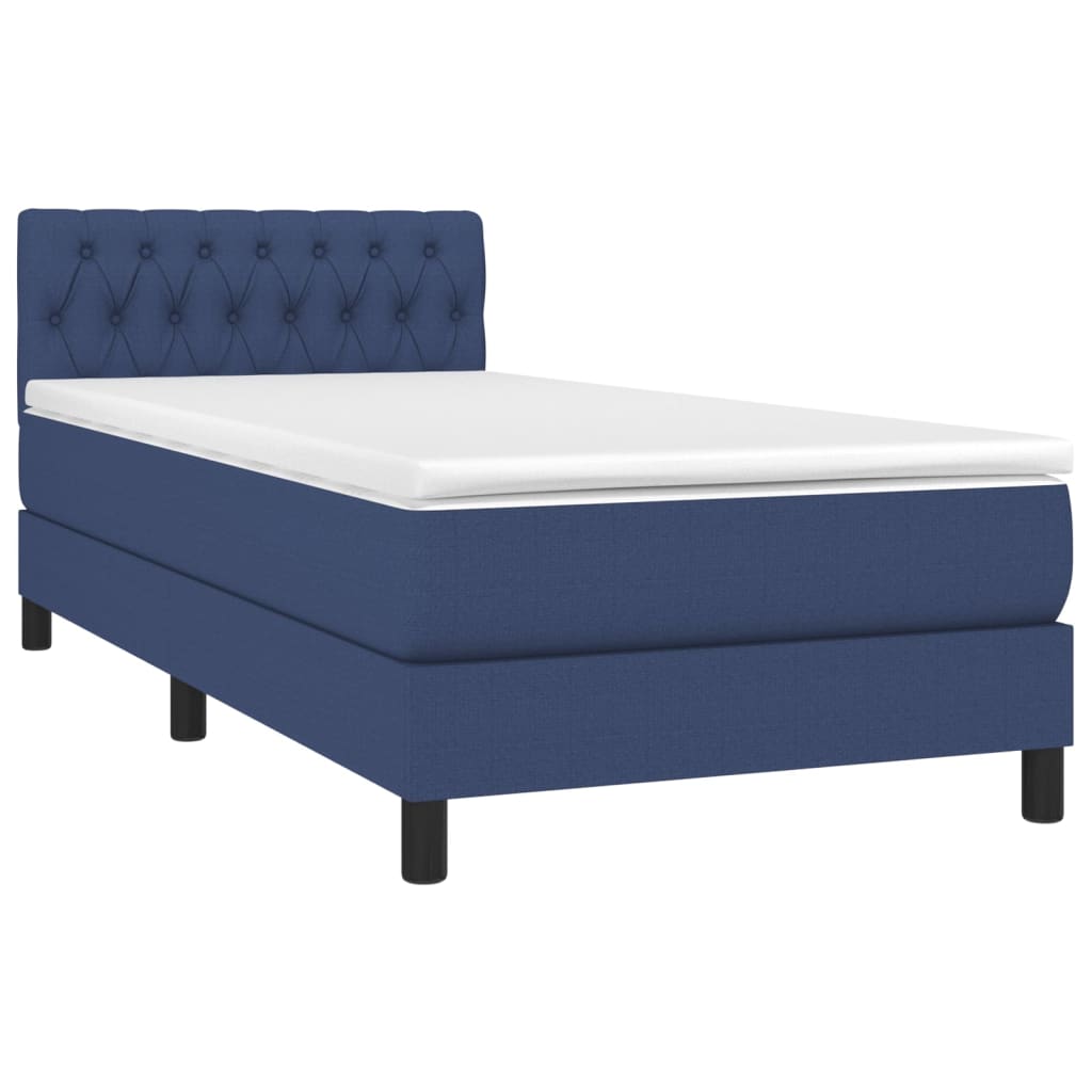 vidaXL Boxspring met matras stof blauw 90x190 cm afbeelding