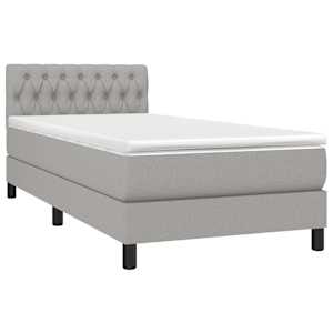 Box spring postel s matrací světle šedý 100 x 200 cm textil - obrázek 3