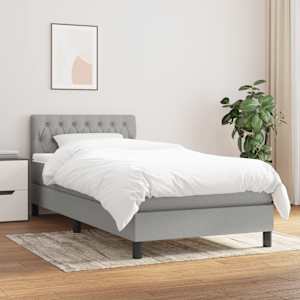 Box spring postel s matrací světle šedý 100 x 200 cm textil - obrázek 1
