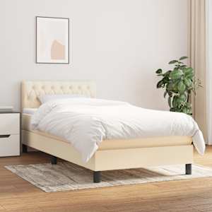 Box spring postel s matrací krémová 100 x 200 cm textil - obrázek 1