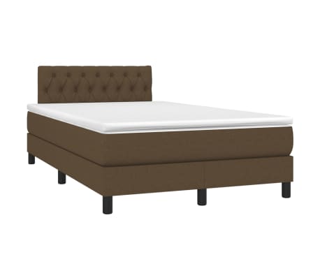 vidaXL Κρεβάτι Boxspring με Στρώμα Σκούρο Καφέ 120x200 εκ. Υφασμάτινο