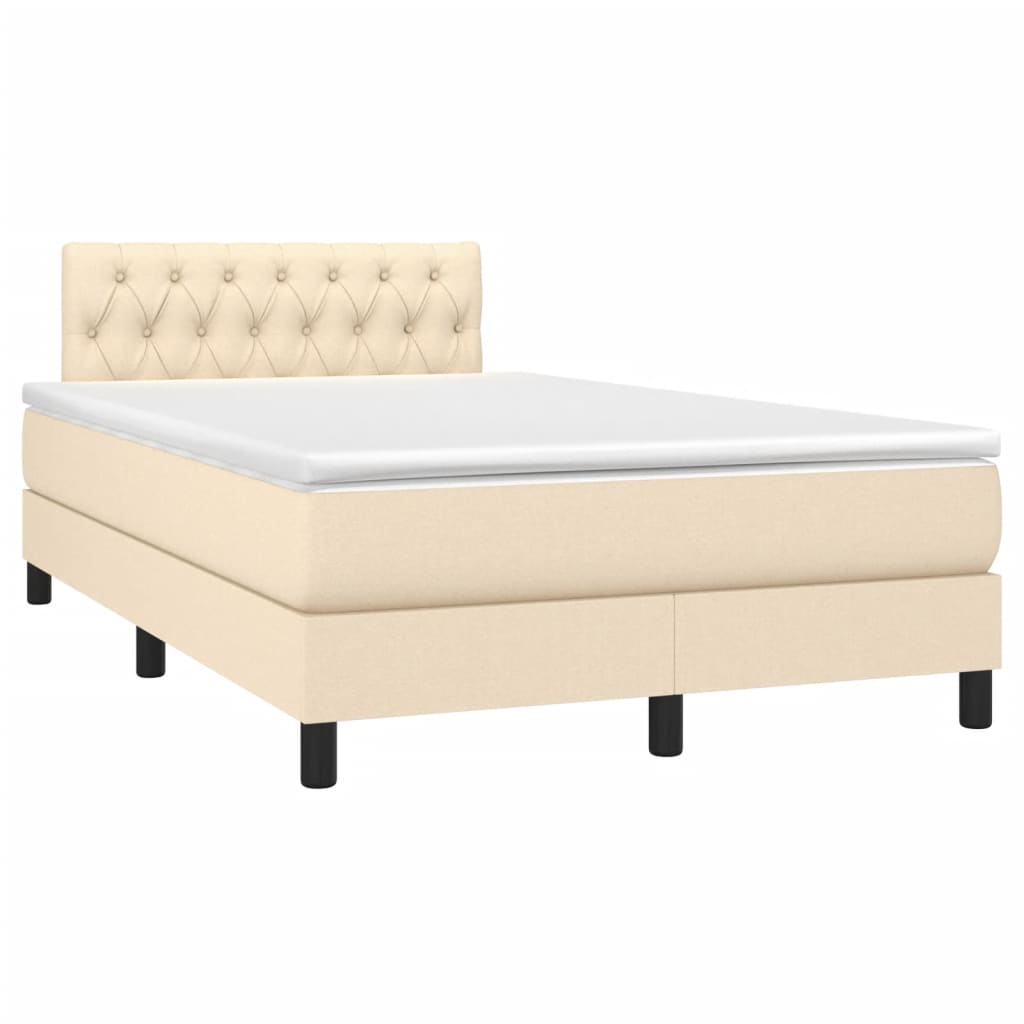 vidaXL Boxspring met matras stof crèmekleurig 120x200 cm afbeelding