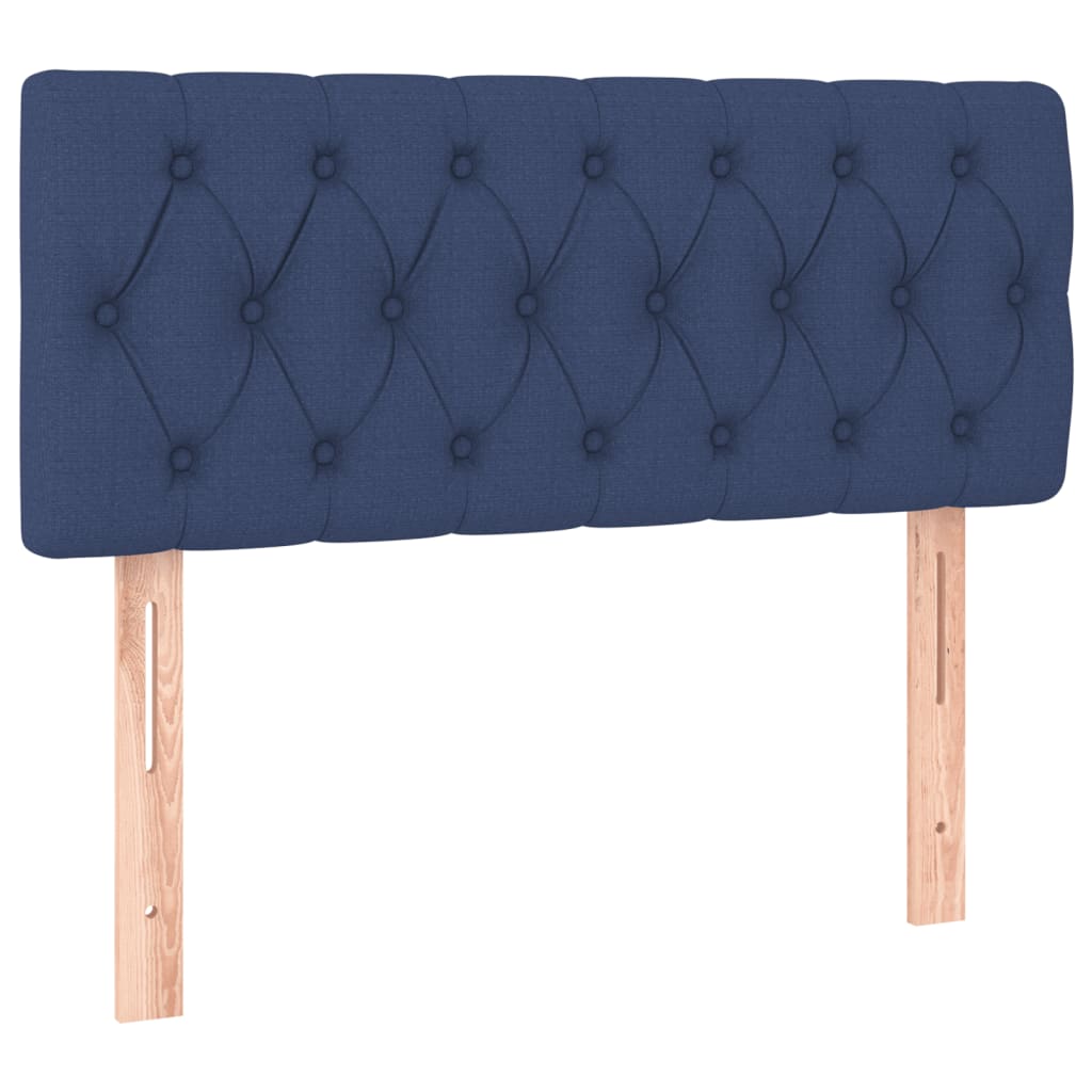 kék szövet rugós ágy matraccal 120 x 200 cm