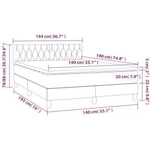 Box spring postel s matrací tmavě šedý 140 x 190 cm textil - obrázek 7