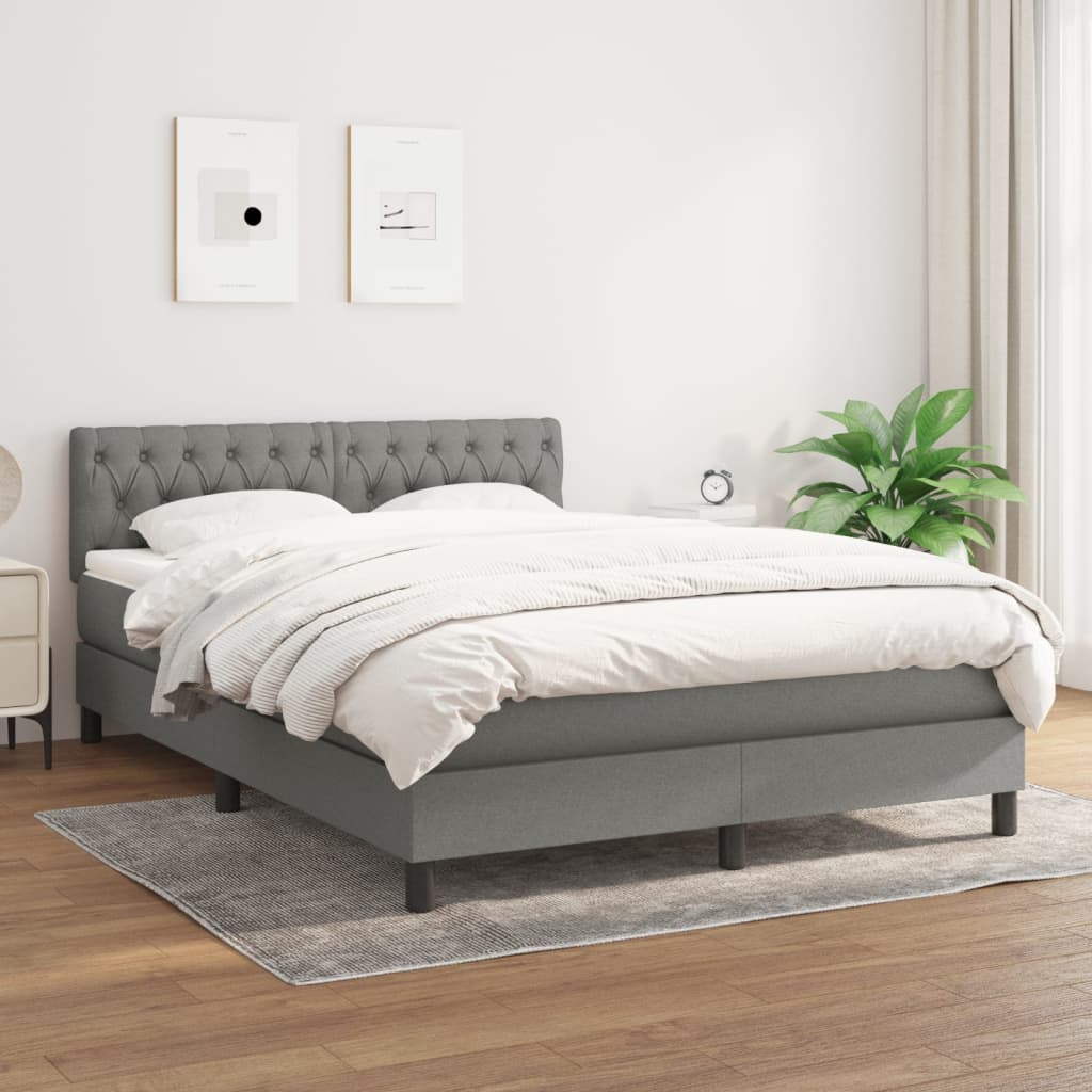  ΚΡΕΒΑΤΙ BOXSPRING ΜΕ ΣΤΡΩΜΑ ΣΚΟΥΡΟ ΓΚΡΙ 140X200 ΕΚ ΥΦΑΣΜΑΤΙΝΟ V-3140298