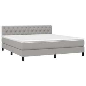 Box spring postel s matrací světle šedá 160 x 200 cm textil - obrázek 3