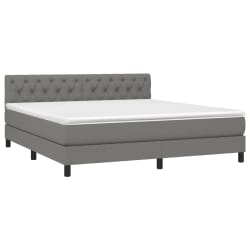 vidaXL Boxspring met matras stof donkergrijs 160x200 cm