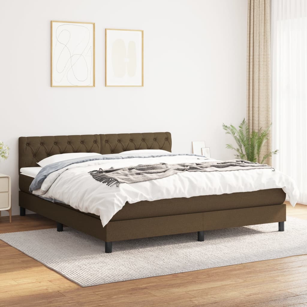 Box spring postel s matrací tmavě hnědá 160x200 cm textil