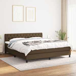 Box spring postel s matrací tmavě hnědá 160x200 cm textil - obrázek 1