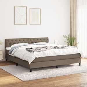 Box spring postelja z vzmetnico taupe 160x200 cm blago