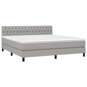 Box spring postel s matrací světle šedá 180 x 200 cm textil - obrázek 3