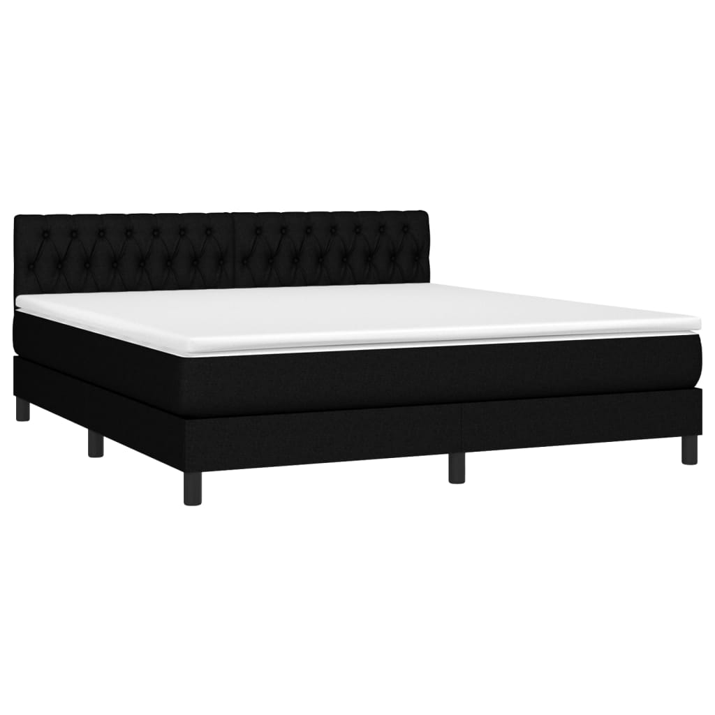 vidaXL Boxspring met matras stof zwart 180x200 cm afbeelding