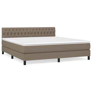 Box spring postel s matrací taupe 180x200 cm textil - obrázek 2