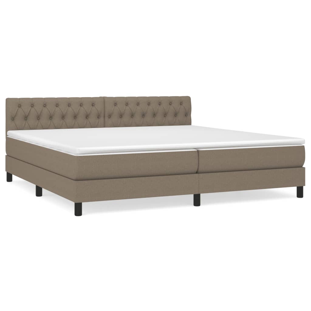 vidaXL Box spring postelja z vzmetnico taupe 200x200 cm blago