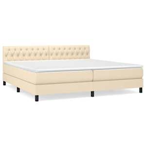 Box spring postel s matrací krémová 200x200 cm textil - obrázek 2