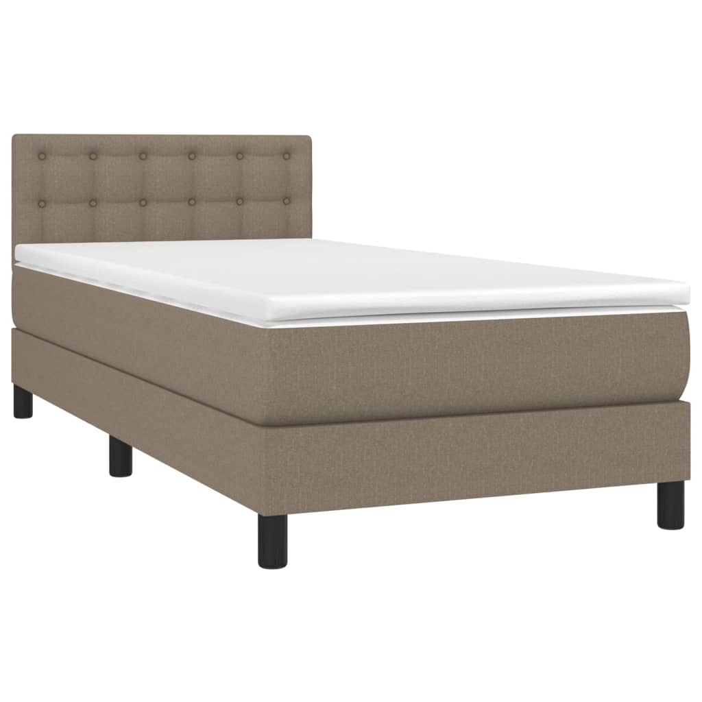 vidaXL Boxspring met matras stof taupe 90x190 cm afbeelding