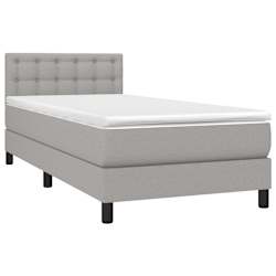 vidaXL Boxspring met matras stof lichtgrijs 90x200 cm