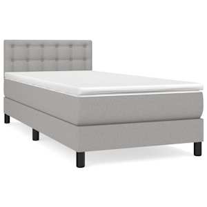 Box spring postel s matrací světle šedý 100 x 200 cm textil - obrázek 2