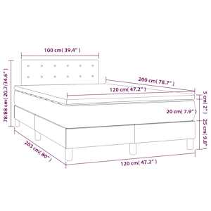 Box spring postel s matrací světle šedá 120 x 200 cm textil - obrázek 7