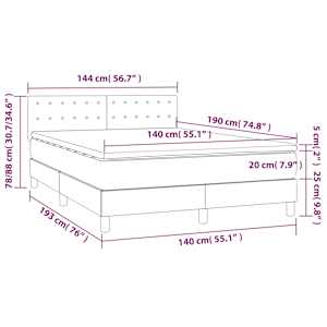 Box spring postel s matrací tmavě šedý 140 x 190 cm textil - obrázek 7