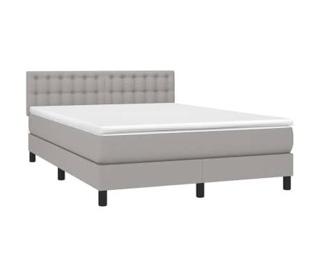 vidaXL Boxspring met matras stof lichtgrijs 140x200 cm