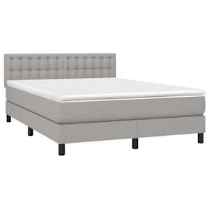Box spring postelja z vzmetnico svetlo siva 140x200 cm blago - slika 3