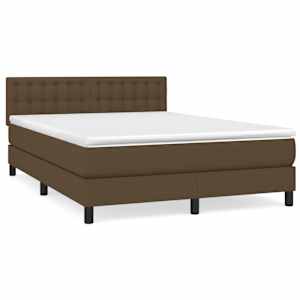 Box spring postelja z vzmetnico temno rjava 140x200 cm blago - slika 2