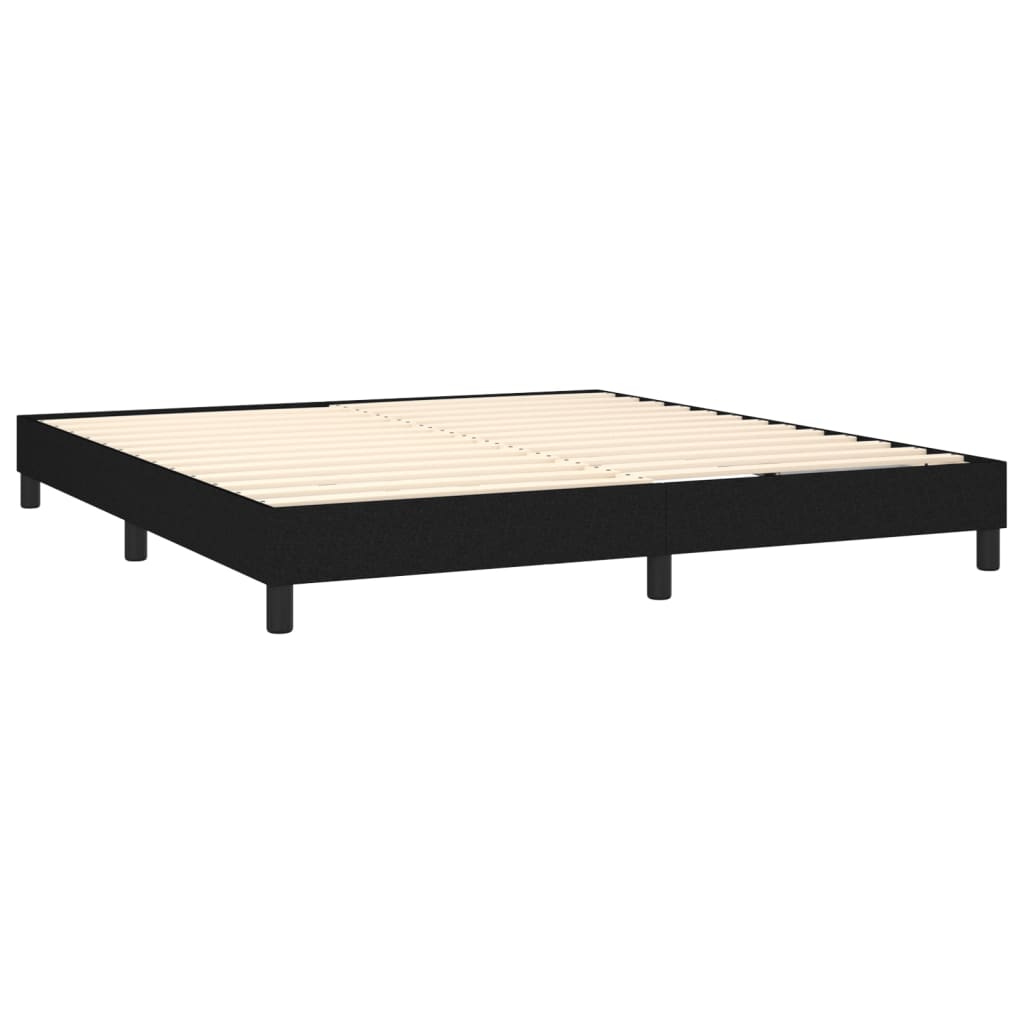 Fekete szövet rugós ágy matraccal 160x200 cm 