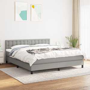 Box spring postel s matrací světle šedá 180 x 200 cm textil - obrázek 1