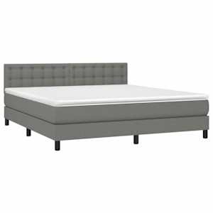 Box spring postelja z vzmetnico temno siva 180x200 cm blago - slika 3