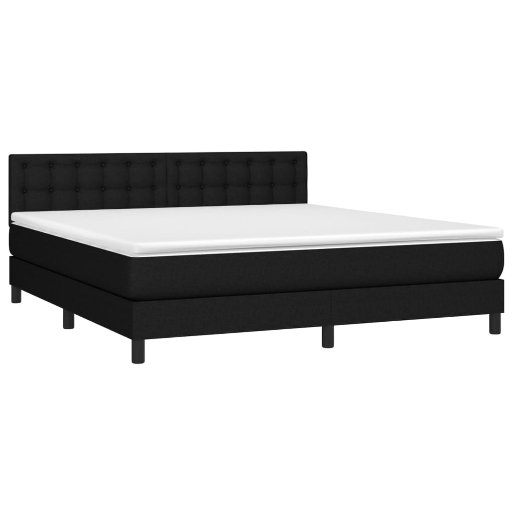 vidaXL Boxspring met matras stof zwart 180x200 cm afbeelding
