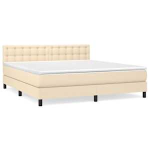Box spring postel s matrací krémová 180x200 cm textil - obrázek 2