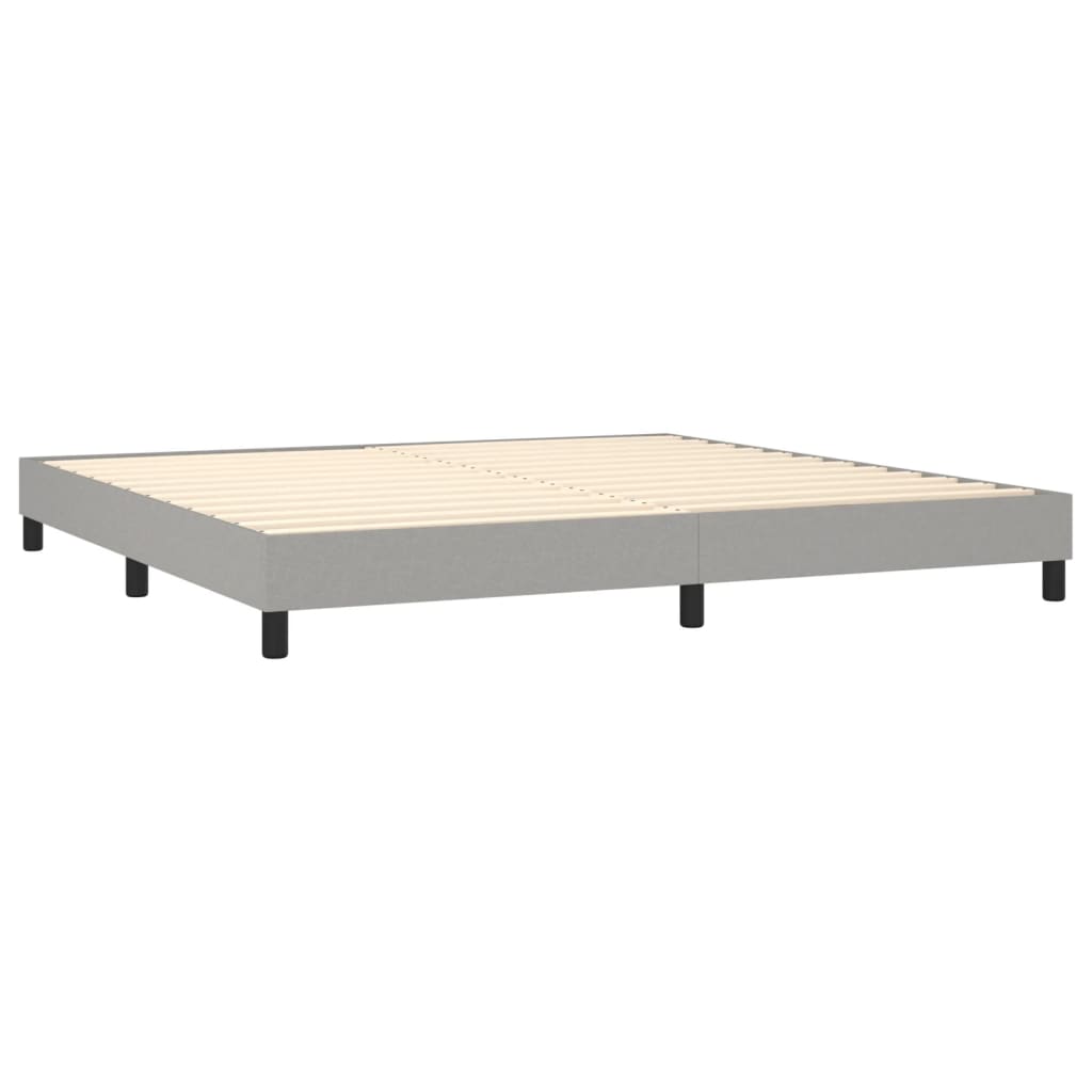 Box spring postelja z vzmetnico svetlo siva 200x200 cm blago