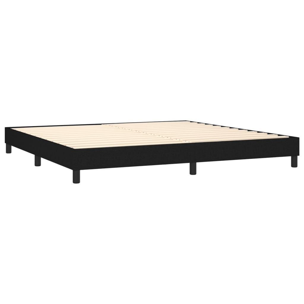 Box spring postelja z vzmetnico črn 200x200 cm blago