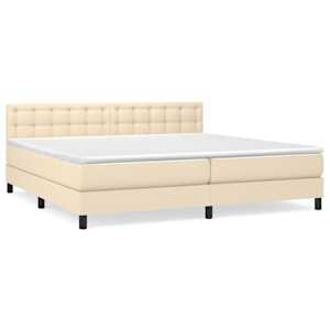 Box spring postel s matrací krémová 200x200 cm textil - obrázek 2