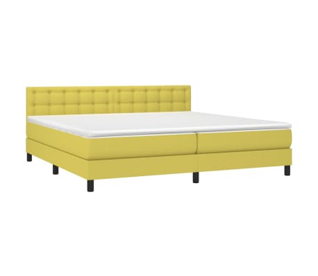 vidaXL Lova su spyruoklėmis ir čiužiniu, žalia, 200x200 cm, audinys