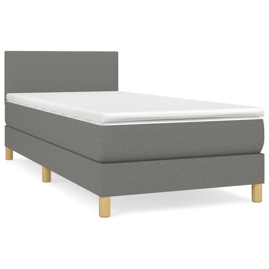 Sötétszürke szövet rugós ágy matraccal 80 x 200 cm 