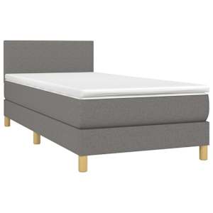 Box spring postel s matrací tmavě šedá 80 x 200 cm textil - obrázek 3