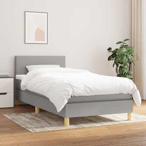 Box spring postel s matrací světle šedá 90x190 cm textil - obrázek 1