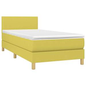 vidaXL Lova su spyruoklėmis ir čiužiniu, žalia, 90x190 cm, audinys