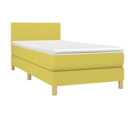 vidaXL Lova su spyruoklėmis ir čiužiniu, žalia, 90x200 cm, audinys