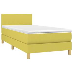 vidaXL Lova su spyruoklėmis ir čiužiniu, žalia, 90x200 cm, audinys